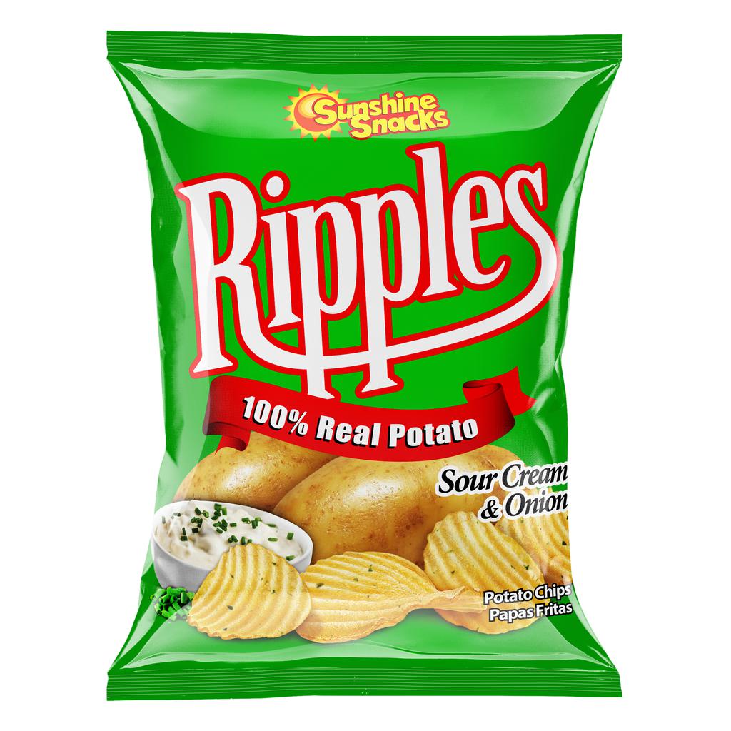Ripples Sour Cream & Onion Potato Chips – 12 Pack